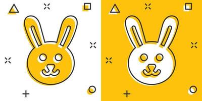 icône de lapin dans le style comique. illustration de vecteur de dessin animé de lapin sur fond blanc isolé. Joyeuses pâques splash effet concept d'entreprise.