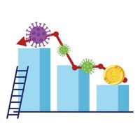variation du marché boursier par covid 19 avec infographie et icônes vecteur