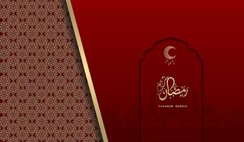 salutation islamique ramadan kareem carte fond carré conception de couleur or rouge pour la fête islamique vecteur