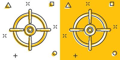 icône de vecteur de cible de tir dans le style comique. viser l'illustration de dessin animé de symbole de tireur d'élite sur fond blanc. cibler l'effet d'éclaboussure du concept d'entreprise.