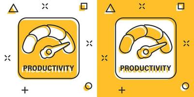 icône de productivité dans le style comique. illustration de vecteur de dessin animé de stratégie de processus sur fond isolé. concept d'entreprise de signe d'effet d'éclaboussure d'analyse de référencement.