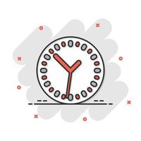 icône de l'horloge dans le style comique. regarder l'illustration vectorielle de dessin animé sur fond blanc isolé. concept d'entreprise d'effet d'éclaboussure de minuterie. vecteur