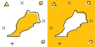 icône de carte du Maroc de dessin animé de vecteur dans le style comique. pictogramme d'illustration de signe maroc. carte de cartographie concept d'effet d'éclaboussure d'entreprise.