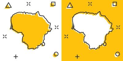 icône de carte de Lituanie de dessin animé de vecteur dans le style comique. pictogramme d'illustration de signe de lituanie. carte de cartographie concept d'effet d'éclaboussure d'entreprise.