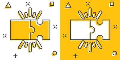 icône compatible de puzzle dans le style comique. illustration de dessin animé de vecteur d'accord de puzzle sur fond blanc isolé. effet d'éclaboussure de concept d'entreprise de solution de coopération.