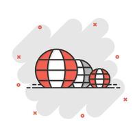 icône de la planète terre dans le style comique. illustration de vecteur de dessin animé géographique globe sur fond blanc isolé. concept d'entreprise d'effet d'éclaboussure de communication globale.