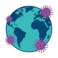 planète terre avec des particules covid19 vecteur