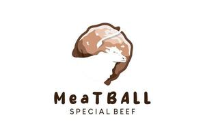 conception de logo alimentaire, logo de boulettes de viande de boeuf avec un style d'espace négatif créatif vecteur
