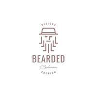 long barbu affaires chapeau mascotte personnage minimal hipster logo design vecteur icône illustration modèle