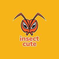 insecte fourmi tête antenne animal coloré mignon mascotte logo design vecteur icône illustration modèle