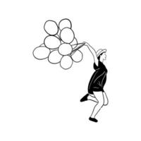 illustration d'une femme en cours d'exécution tenant un ballon vecteur