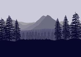 paysage de montagne et illustration vectorielle de forêt de pins vecteur
