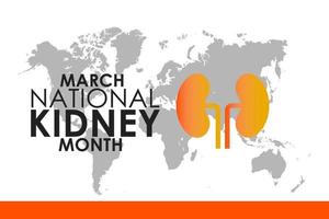 mois national du rein célébré chaque année en mars pour sensibiliser le public aux maladies rénales. illustration vectorielle vecteur