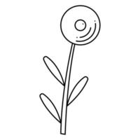 forme de cercle absrtact doodle fleur. illustration vectorielle de contour dessiné à la main. vecteur