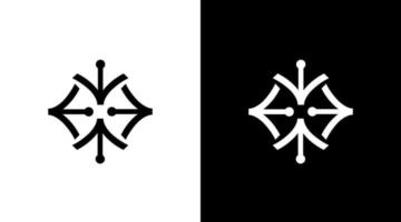 flocons de neige logo monogramme icône noir et blanc style d'illustration modèles modèles vecteur