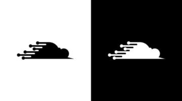 technologie logo monogramme nuage mouvement rapide icône noir et blanc illustration style conceptions modèles vecteur