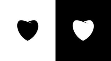 dentiste logo monogramme amour dent noir et blanc icône illustration style conceptions modèles vecteur