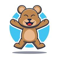 mascotte de logo ours mignon sautant illustration de dessin animé heureux vecteur