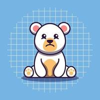 personnage d'ours polaire mignon avec illustration d'icône de dessin animé d'expression triste vecteur