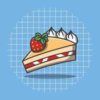 illustration de dessin animé de vecteur d'un gâteau avec des fraises dessus