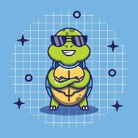 personnage de tortue portant des lunettes de soleil vecteur