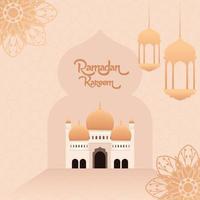 carte de voeux ramadan kareem avec fond islamique vecteur