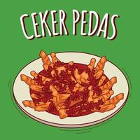 ceker pedas illustration cuisine indonésienne avec style cartoon vecteur