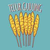 telur gulung illustration cuisine indonésienne avec style cartoon vecteur