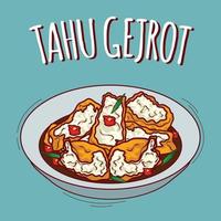 tahu gejrot illustration cuisine indonésienne avec style cartoon vecteur