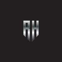 logo rh, logo en métal, logo argenté, monogramme, vecteur