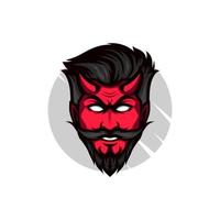 le logo de la mascotte du visage du diable vecteur