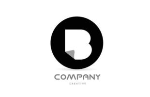 b création d'icône de logo de lettre d'alphabet géométrique noir et blanc avec coin plié. conception de modèles pour les entreprises vecteur