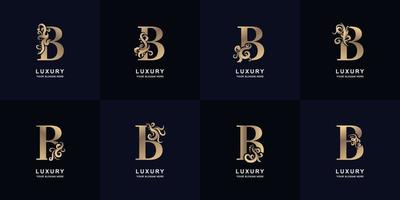 lettre de collection b logo avec ornement de luxe vecteur