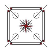 jeu de société indien carambole ou carrom. motif noir et rouge. illustration vectorielle isolée sur fond transparent vecteur