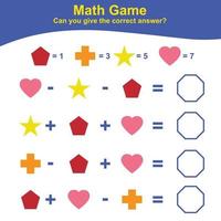 jeu de formes géométriques. feuille de calcul de mathématiques pour le préscolaire. feuille de travail mathématique imprimable éducative. mathématiques supplémentaires pour les enfants. illustration vectorielle. vecteur