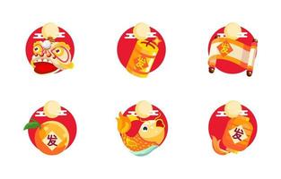 ensemble d'icônes du nouvel an chinois vecteur