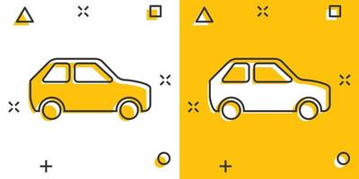 icône de voiture dans le style comique. pictogramme d'illustration de dessin animé de vecteur de voiture automobile. effet d'éclaboussure de concept d'entreprise automatique.