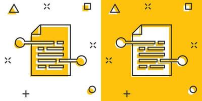 icône de papier de document de dessin animé de vecteur dans le style comique. pictogramme d'illustration de concept de feuille de termes. concept d'effet d'éclaboussure d'entreprise d'analyse de documents.