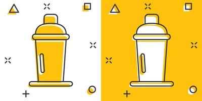 icône de cocktail shaker dans le style comique. illustration de vecteur de dessin animé de bouteille d'alcool sur fond blanc isolé. bar boisson effet splash concept d'entreprise.