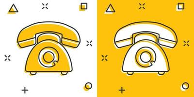 icône de téléphone de dessin animé de vecteur dans le style comique. pictogramme d'illustration de signe de téléphone. concept d'effet d'éclaboussure d'affaires de téléphone.