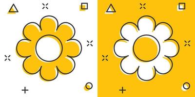 icône de fleur de camomille de dessin animé de vecteur dans le style comique. pictogramme d'illustration de concept de marguerite. concept d'effet d'éclaboussure d'affaires de camomille.