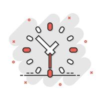 icône de l'horloge dans le style comique. regarder l'illustration vectorielle de dessin animé sur fond blanc isolé. concept d'entreprise d'effet d'éclaboussure de minuterie. vecteur