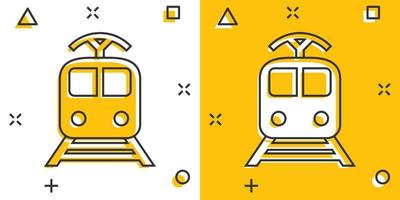 icône de transport de train de dessin animé de vecteur dans le style comique. pictogramme d'illustration de signe de train. concept d'effet d'éclaboussure d'entreprise de transport.