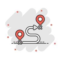 icône de broche de carte dans le style comique. illustration de vecteur de dessin animé de navigation gps sur fond blanc isolé. localiser le concept d'entreprise d'effet d'éclaboussure de position.