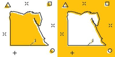 icône de carte egypte de dessin animé de vecteur dans le style comique. pictogramme d'illustration de signe d'egypte. carte de cartographie concept d'effet d'éclaboussure d'entreprise.