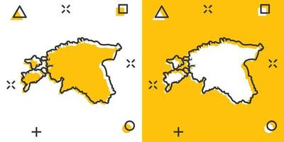 icône de carte d'estonie de dessin animé de vecteur dans le style comique. pictogramme d'illustration de signe d'Estonie. carte de cartographie concept d'effet d'éclaboussure d'entreprise.