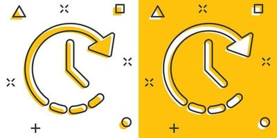 icône de l'heure de l'horloge de dessin animé de vecteur dans le style comique. pictogramme d'illustration de signe de minuterie. concept d'effet d'éclaboussure d'affaires d'horloge.