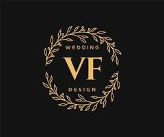 collection de logos de monogramme de mariage lettre initiales vf, modèles minimalistes et floraux modernes dessinés à la main pour cartes d'invitation, réservez la date, identité élégante pour restaurant, boutique, café en image vectorielle vecteur