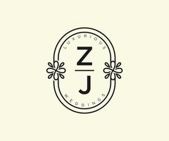 modèle de logos de monogramme de mariage lettre initiales zj, modèles minimalistes et floraux modernes dessinés à la main pour cartes d'invitation, réservez la date, identité élégante. vecteur