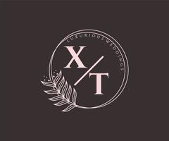 xt initiales lettre modèle de logos de monogramme de mariage, modèles minimalistes et floraux modernes dessinés à la main pour cartes d'invitation, réservez la date, identité élégante. vecteur